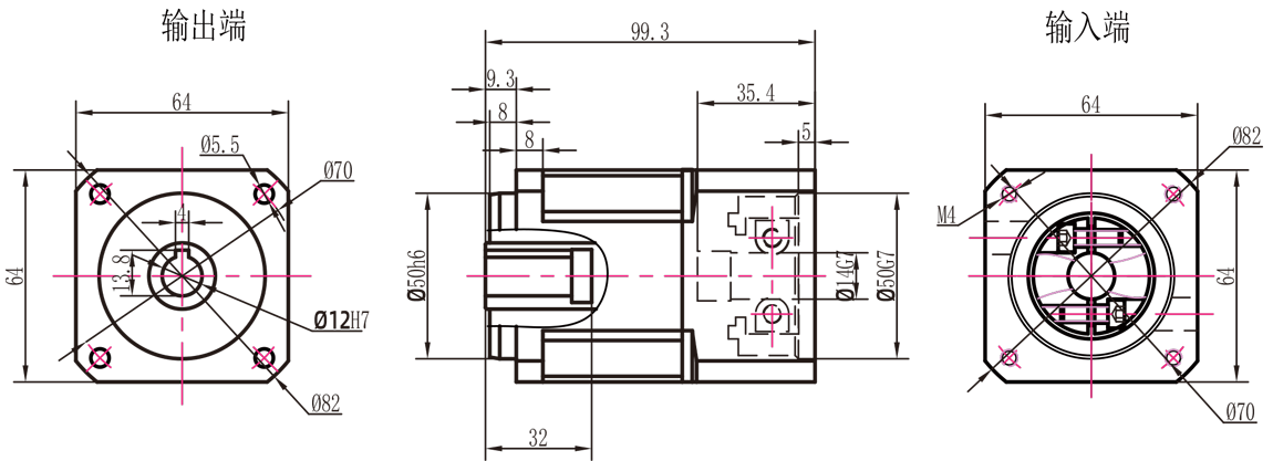 AB60一级孔输出外形图