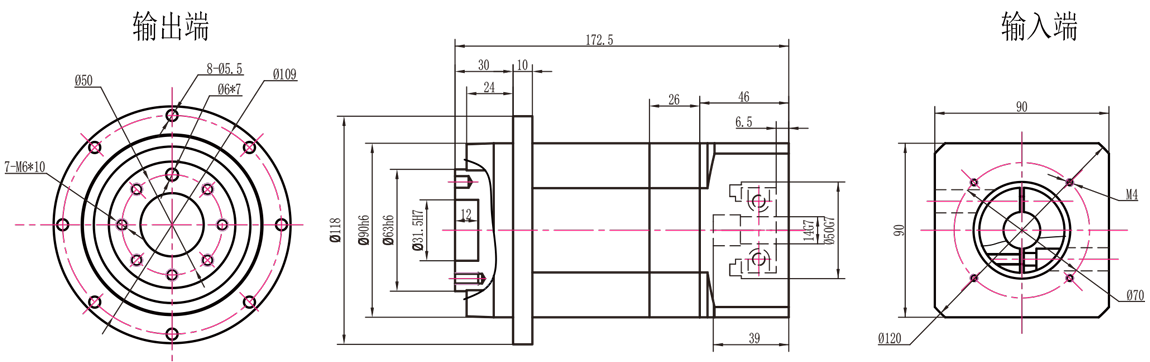 PT90转60三级外形图